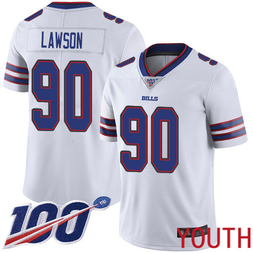 Youth Buffalo Bills #90 Shaq Lawson White Vapor Untouchable Limited Player 100th Season NFL Jersey